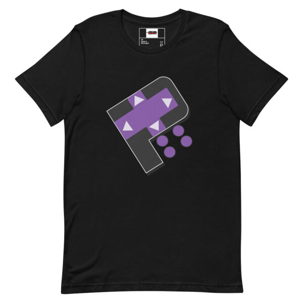 Black T-shirt with Purple and Black Logo