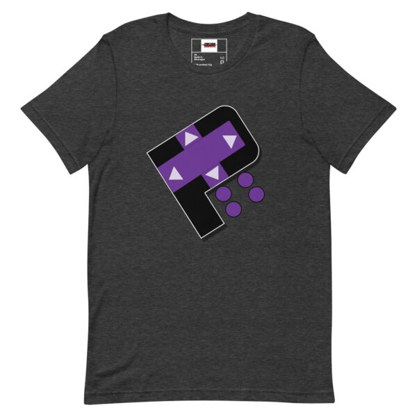 Dark Gray Shirt with Purple and Black Logo